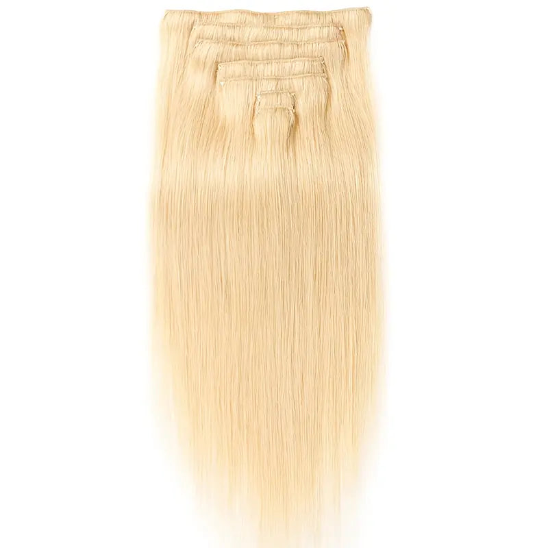 Set of 7 Clip-in Hair Extensions - Straight 613 Blonde