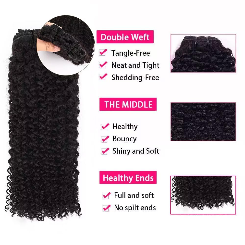 Set of 7 Clip-in Hair Extensions - Deep Wave Black