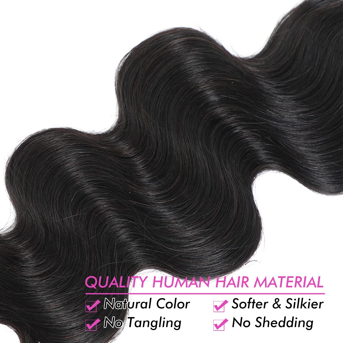 Set of 7 Clip-in Hair Extensions - Body Wave Black