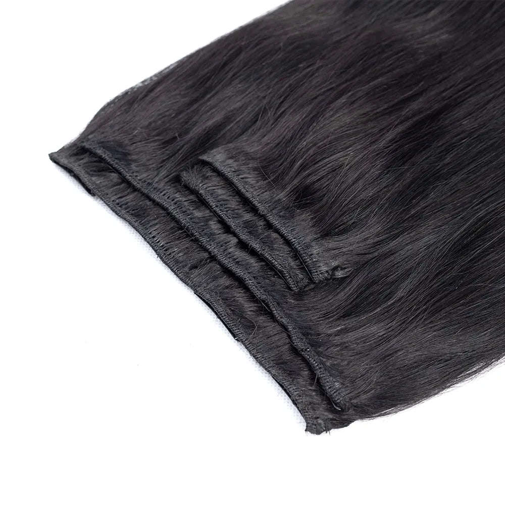 Set of 7 Clip-in Hair Extensions - Straight Black