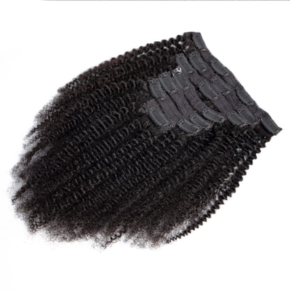 Set of 7 Clip-in Hair Extensions - Kinky Curly Black