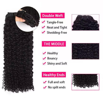 Set of 7 Clip-in Hair Extensions - Deep Wave Black