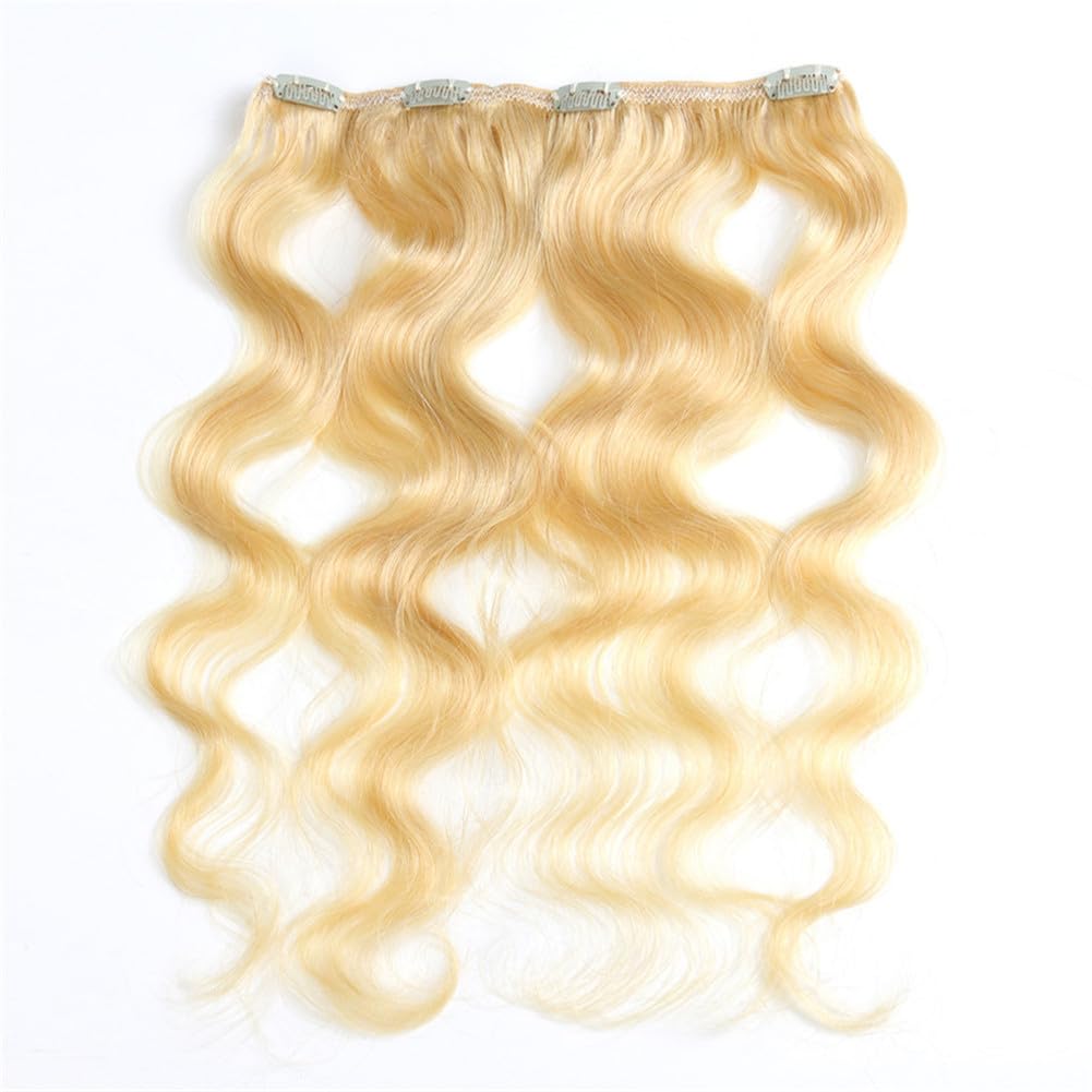 Set of 7 Clip-in Hair Extensions - Body Wave 613 Blonde
