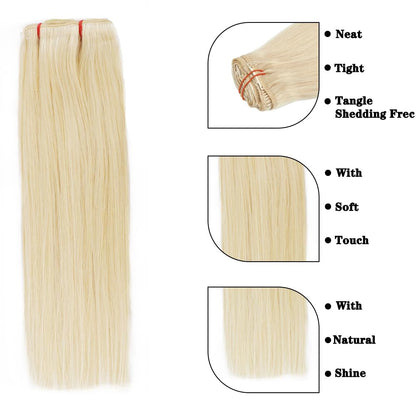 Set of 7 Clip-in Hair Extensions - Straight 613 Blonde