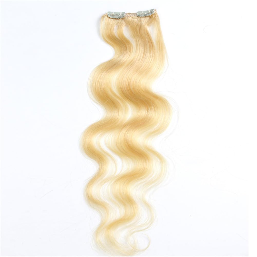 Set of 7 Clip-in Hair Extensions - Body Wave 613 Blonde