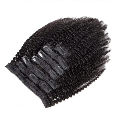 Set of 7 Clip-in Hair Extensions - Kinky Curly Black