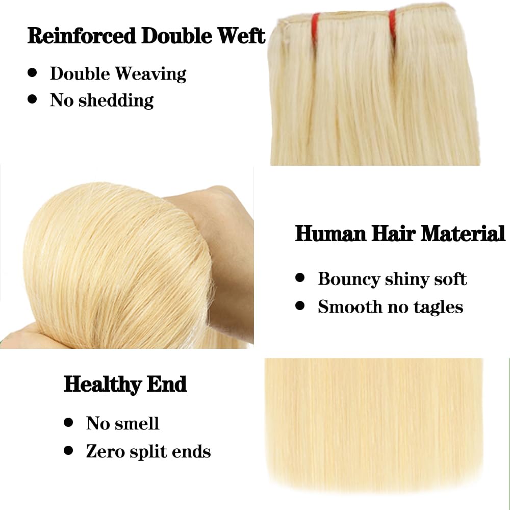 Set of 7 Clip-in Hair Extensions - Straight 613 Blonde