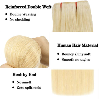 Set of 7 Clip-in Hair Extensions - Straight 613 Blonde