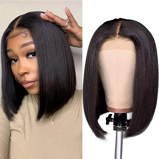 4x4 Lace Front Bob Wig - Black