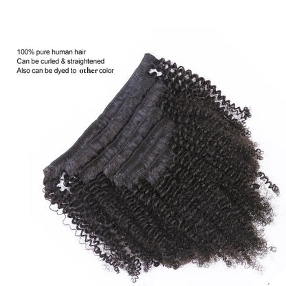 Set of 7 Clip-in Hair Extensions - Kinky Curly Black