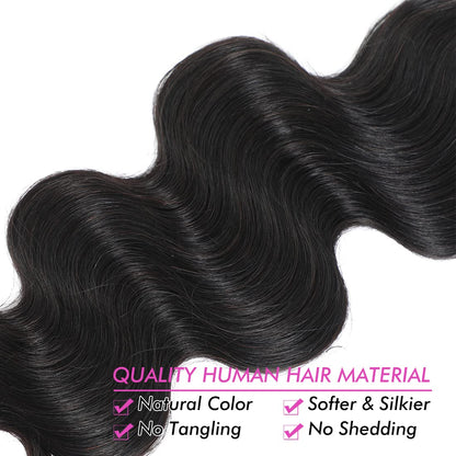 Set of 7 Clip-in Hair Extensions - Body Wave Black