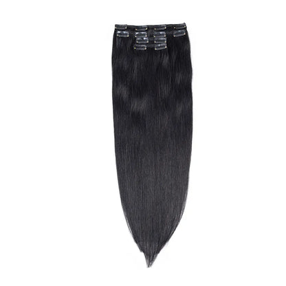 Set of 7 Clip-in Hair Extensions - Straight Black