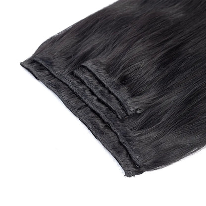 Set of 7 Clip-in Hair Extensions - Straight Black